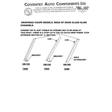 1688.  XK120 Drop Head Coupe Guide Channel, Rear 0f Door for Glass, BD8039. BD8040