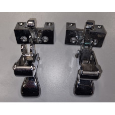 2194PLP. SET OF RECHROMED Late XK150 DHC Drop Head Coupe Front Hood Catche. Late type 4 hole fixing.  JUST NEEDS RIVETS. BD16134