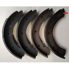 8608EF.  EARLY XK120 RELINED / EXCHANGE * FRONT BRAKE SHOES * WITH NEW LININGS (set of 4pcs.) Drum brake. 2042. 7403. 1933