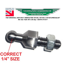 8721S. Correct  Jaguar Accelerator / Throttle  Ball End - 1/4" Ball Nipple - 2BA Thread & Nut