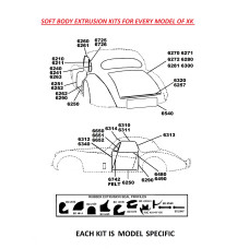 6842. XK120 DHC. Drop Head Coupe. Superior Extruded Body Weather Seal Kit