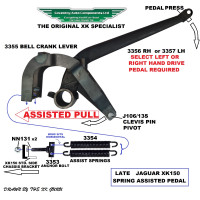 3357K .* HEAVY CLUTCH???* IMPROVED LATE XK150 LEFT HAND DRIVE CLUTCH PEDAL KIT ( inc. Bearing With Bell Crank Lever Springs & Anchor). C14172. C14177.C14196. C14180