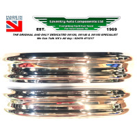 1531. XK120 Pair Rear Bumpers. Concours correct  shape. UK Made, Triple Chrome Plated Bumper. BD2856/1. BD2856/2