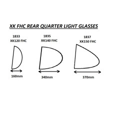 1833.  XK120 Fixed Head Coupe FHC Rear Quarter Light Glass only.  BD5065