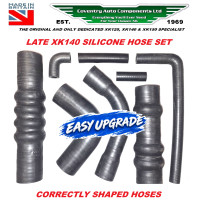 7136L. Jaguar XK140 LATE RADIATOR Full Water Cooling Hose Set in RUBBER & KEVLAR