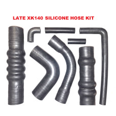 7136LSIL. XK140 LATE FULLY SHAPED SILICONE HOSE SET OF 8 PIECES . LATE FLUTED TOP RADIATOR.