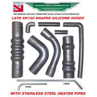 7136LSILSSK. Jaguar XK140 LATE FULLY SHAPED SILICONE COOLING HOSE SET OF 8 PIECES . LATE FLUTED TOP RADIATOR.