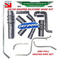 7137SILSSK2. XK150 FULLY SHAPED SILICONE COOLING HOSE SET with LATE STAINLESS STEEL HEATER PIPES