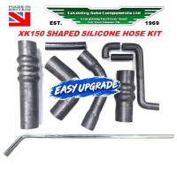 7137SILSSK1. XK150 FULLY SHAPED SILICONE HOSE SET with EARLY STAINLESS STEEL HEATER RETURN PIPE