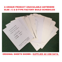 9065 **USB STICK ** of 322 Restored C & D -Type Factory Build Schedule Data Sheets