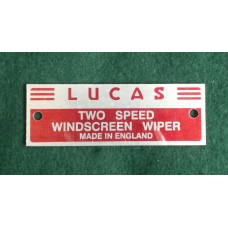 9342 XK140 Wiper Motor Decal . Lucas DR1, 2 Speed.  