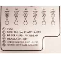 9360 XK150 FUSE I.D. STICKER FOR ON TOP OF XK150 FUSE BOX C13998