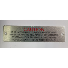 9390. Late Jaguar Heater Caution Plate