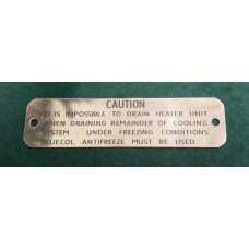 9390B.  XK120 Early Etched Type Heater Caution Plate 
