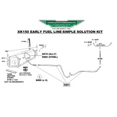 9880K5 Early XK150 Complete Fuel Line Plumbing Kit with STEEL Petrol Tank. C8352 9880K5 Early XK150 Complete Fuel Line Plumbing Kit with STEEL Petrol Tank. C8352