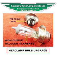 5566. Halogen Bulbs Pre-Focus Based for J-Lights & PF770. 60/55 Watt. XK120, XK140 & XK150. Replaces 302. 303. Sold as a pair