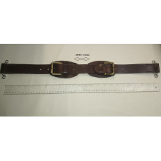 SE431BR  DOUBLE BUCKLE BROWN BONNET BELT WITH STAPLES & BUCKLE FINISH OPTIONS. XK120 . XK140 . XK150