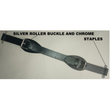 SE431BL BLACK LEATHER DOUBLE BUCKLE BONNET BELT WITH BUCKLE & STAPLES OPTIONS XK120 . XK140. XK150