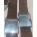 SE602W. Original Period Winged Jaguar Airplane Clasp Static Front Lap Seat Belt . Brown Pair