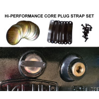 SE851. Stainless Steel Engine Core Plugs & Strap Set with Screws, Drill and Tap. Racing Upgrade Kit. C315.